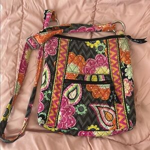 Vera Bradley Pink and Orange Crossbody Bag with Quilted Design